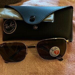 Ray-Ban Gold and Brown Sunglasses